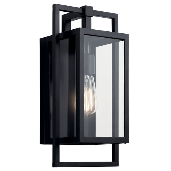 Sebastian 16" One Light Wall Light, Clear Glass / Black