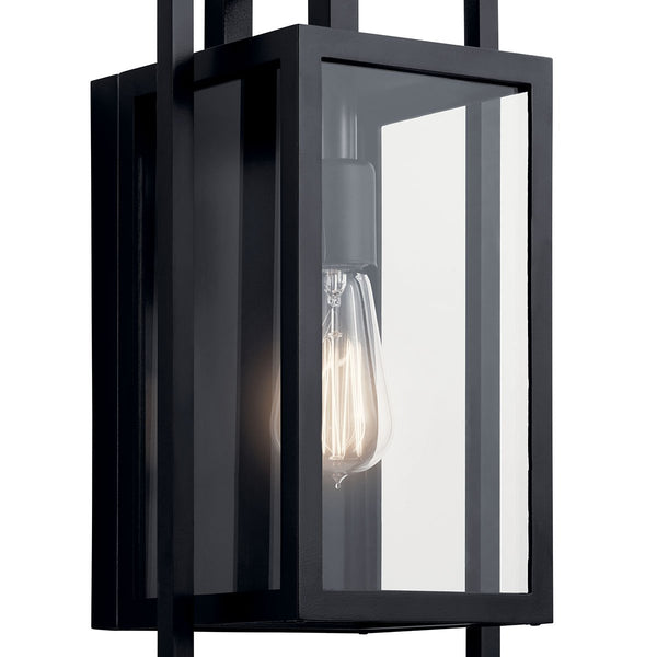 Sebastian 16" One Light Wall Light, Clear Glass / Black