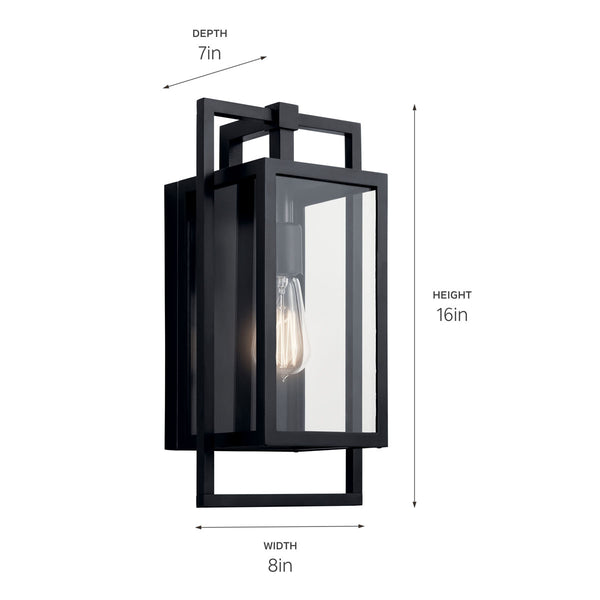 Sebastian 16" One Light Wall Light, Clear Glass / Black