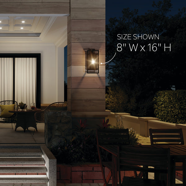 Sebastian 16" One Light Wall Light, Clear Glass / Black