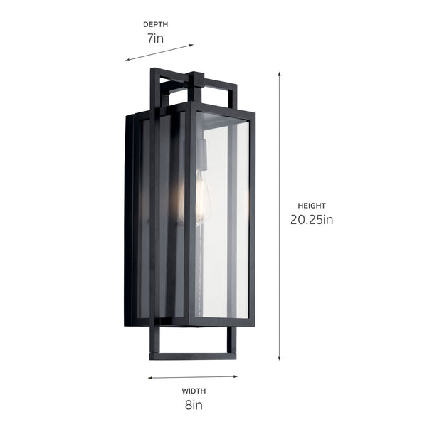 Sebastian 20" One Light Wall Light, Clear Glass / Black