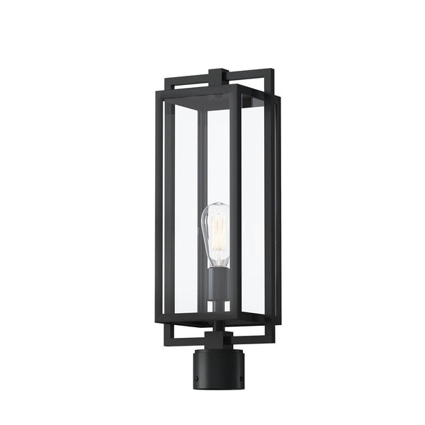 Sebastian 21" One Light Post Light, Clear Glass / Black