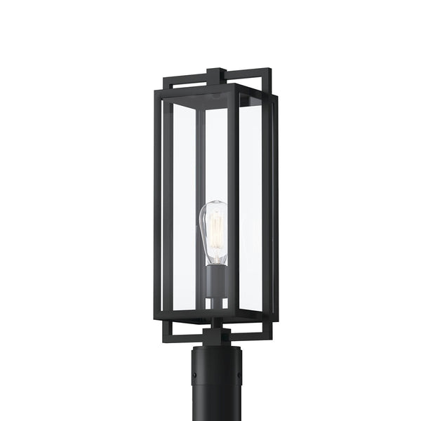 Sebastian 21" One Light Post Light, Clear Glass / Black