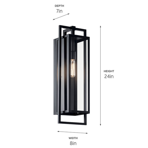 Sebastian 24" One Light Wall Light, Clear Glass / Black