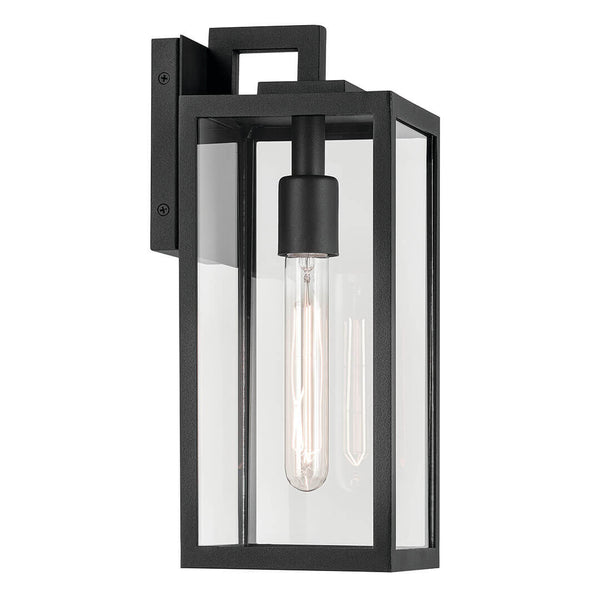 Turner 6" One Light Outdoor Wall Light, Clear Glass / Textured Black