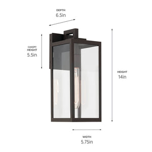 Turner 6" One Light Outdoor Wall Light, Clear Glass / Olde Bronze