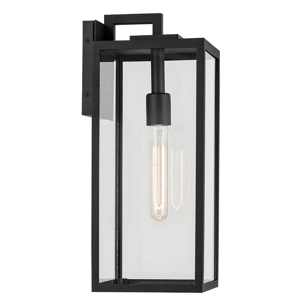 Turner 7" One Light Outdoor Wall Light, Clear Glass / Textured Black