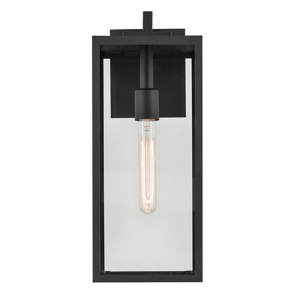 Turner 7" One Light Outdoor Wall Light, Clear Glass / Textured Black