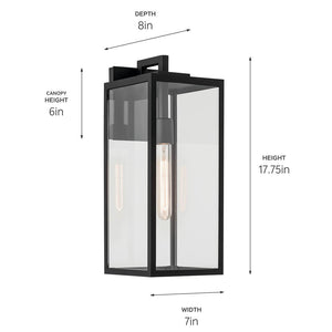 Turner 7" One Light Outdoor Wall Light, Clear Glass / Textured Black