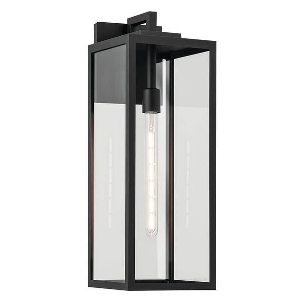Turner 8" One Light Outdoor Wall Light, Clear Glass / Textured Black
