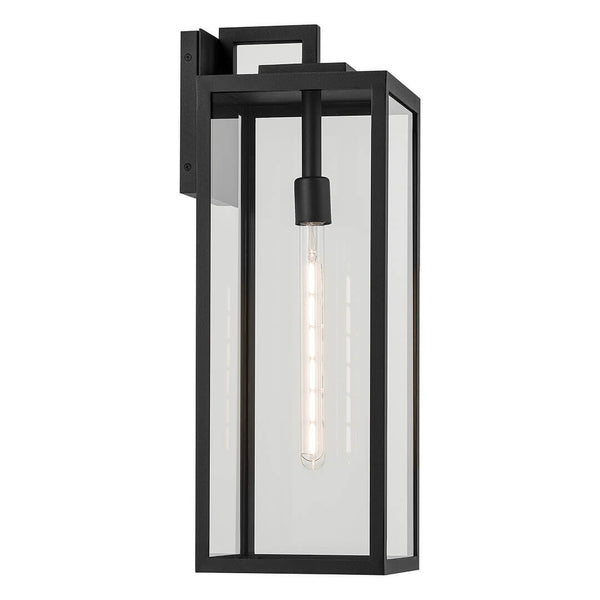 Turner 8" One Light Outdoor Wall Light, Clear Glass / Textured Black