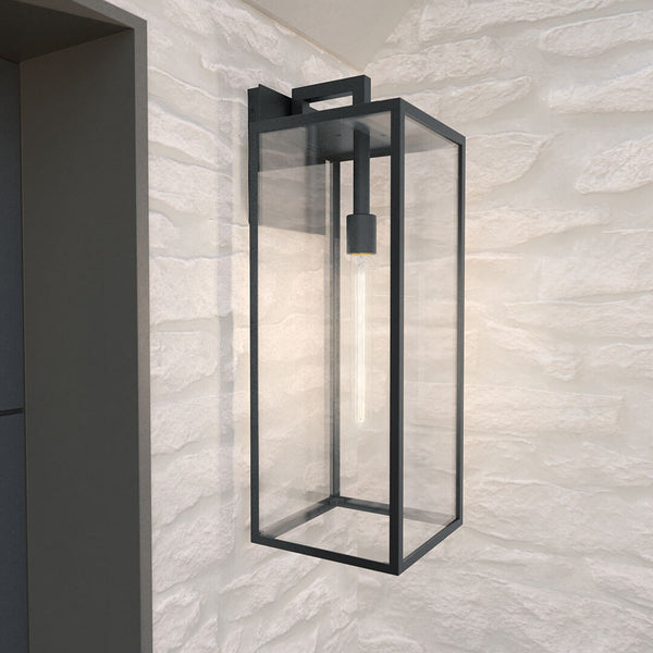 Turner 8" One Light Outdoor Wall Light, Clear Glass / Textured Black