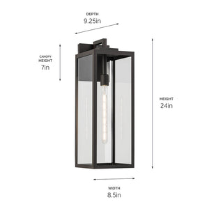Turner 8" One Light Outdoor Wall Light, Clear Glass / Olde Bronze