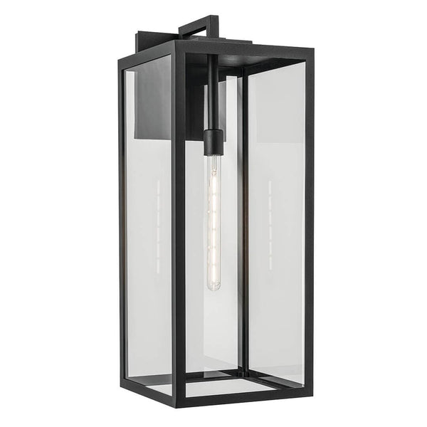 Turner 12" One Light Outdoor Wall Light, Clear Glass / Textured Black