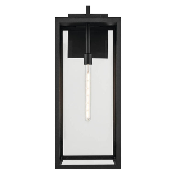 Turner 12" One Light Outdoor Wall Light, Clear Glass / Textured Black