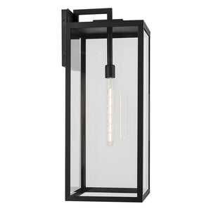 Turner 12" One Light Outdoor Wall Light, Clear Glass / Textured Black