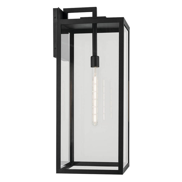 Turner 12" One Light Outdoor Wall Light, Clear Glass / Textured Black