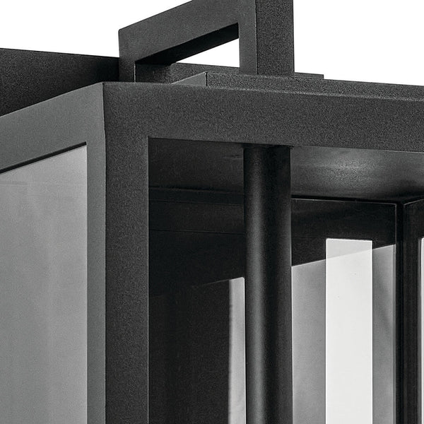 Turner 12" One Light Outdoor Wall Light, Clear Glass / Textured Black