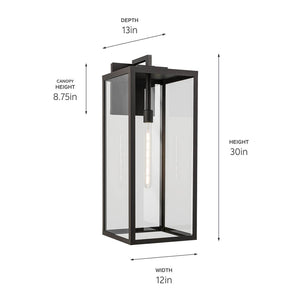 Turner 12" One Light Outdoor Wall Light, Clear Glass / Olde Bronze
