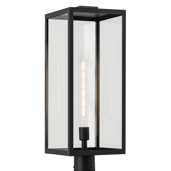 Turner 9" One Light Outdoor Post Light, Clear Glass / Textured Black