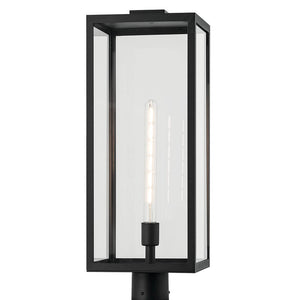 Turner 9" One Light Outdoor Post Light, Clear Glass / Textured Black