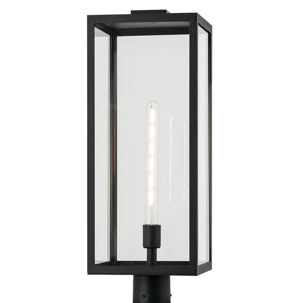 Turner 9" One Light Outdoor Post Light, Clear Glass / Textured Black