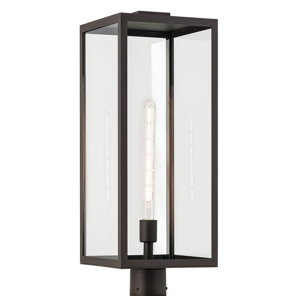 Turner 9" One Light Outdoor Post Light, Clear Glass / Olde Bronze