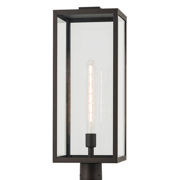 Turner 9" One Light Outdoor Post Light, Clear Glass / Olde Bronze