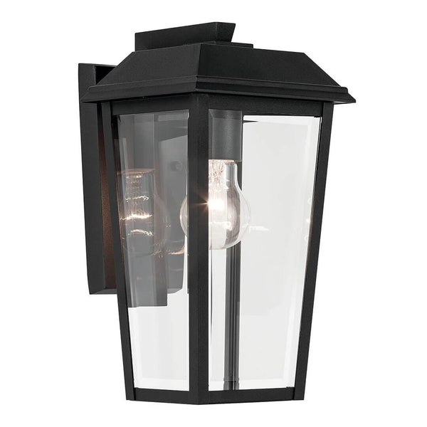 Caldwell 7" One Light Outdoor Wall Light, Clear Glass / Textured Black