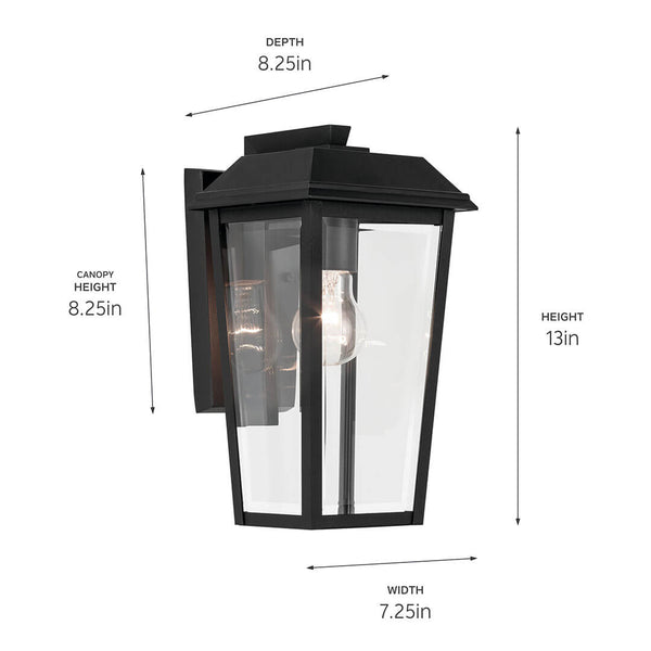 Caldwell 7" One Light Outdoor Wall Light, Clear Glass / Textured Black