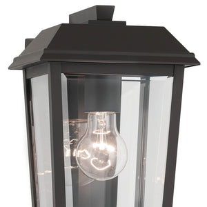 Caldwell 7" One Light Outdoor Wall Light, Clear Glass / Olde Bronze