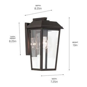 Caldwell 7" One Light Outdoor Wall Light, Clear Glass / Olde Bronze