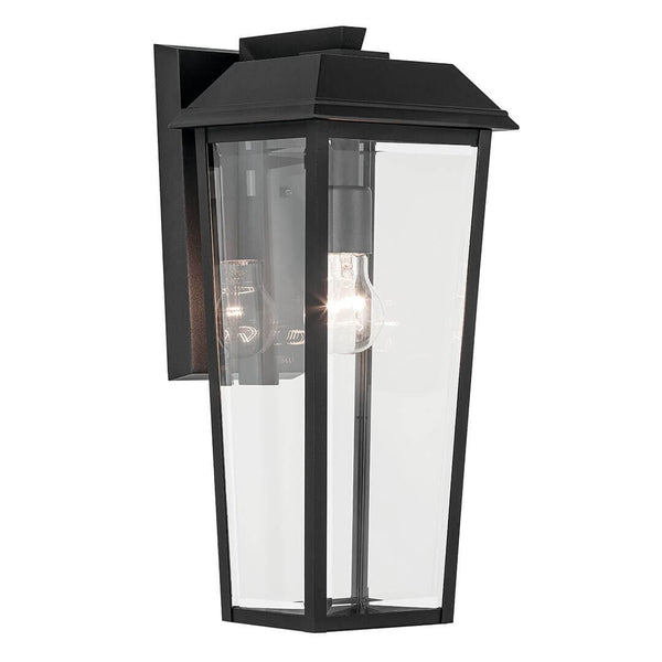 Caldwell 8" One Light Outdoor Wall Light, Clear Glass / Textured Black