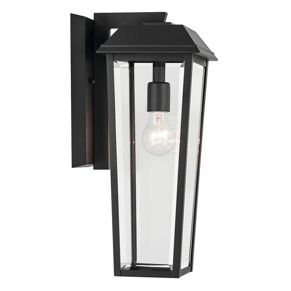 Caldwell 8" One Light Outdoor Wall Light, Clear Glass / Textured Black