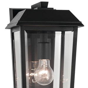 Caldwell 8" One Light Outdoor Wall Light, Clear Glass / Textured Black
