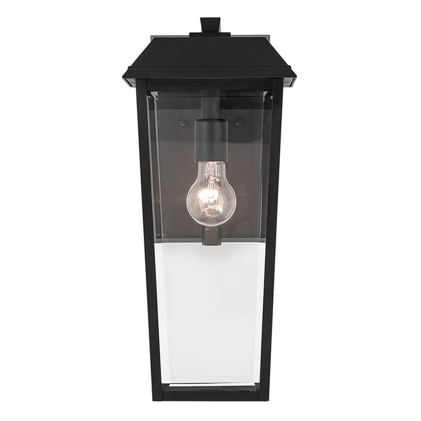 Caldwell 8" One Light Outdoor Wall Light, Clear Glass / Textured Black
