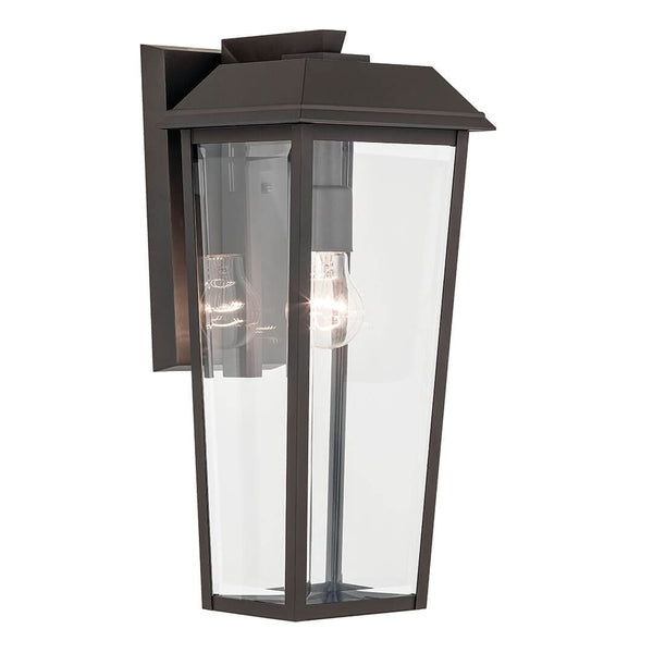Caldwell 8" One Light Outdoor Wall Light, Clear Glass / Olde Bronze