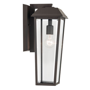 Caldwell 8" One Light Outdoor Wall Light, Clear Glass / Olde Bronze