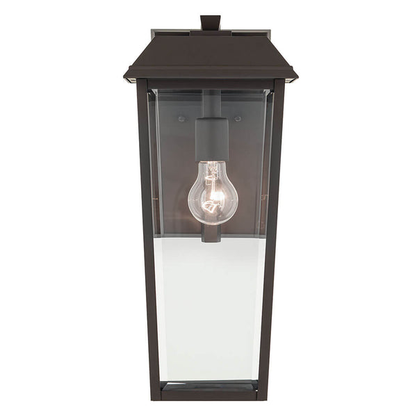 Caldwell 8" One Light Outdoor Wall Light, Clear Glass / Olde Bronze
