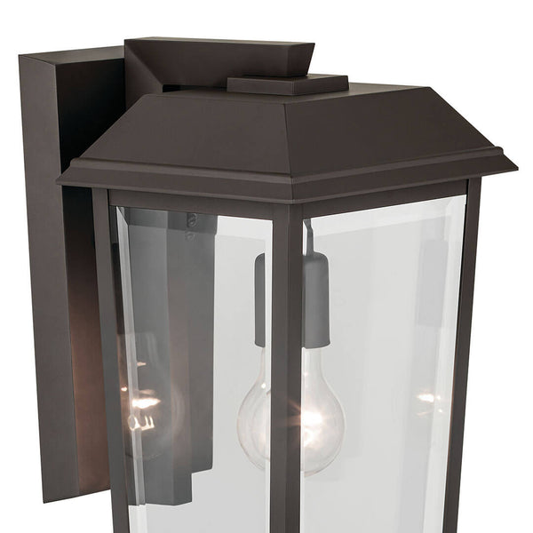 Caldwell 8" One Light Outdoor Wall Light, Clear Glass / Olde Bronze