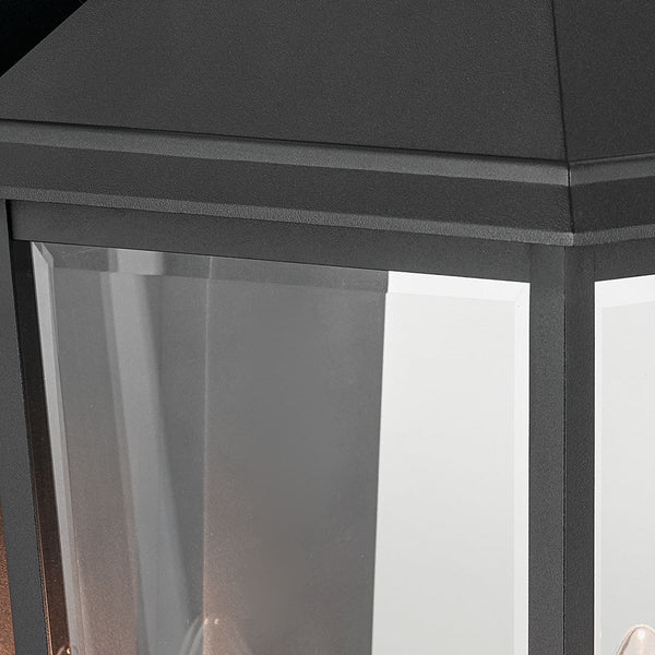 Caldwell 11" Two Lights Outdoor Wall Light, Clear Glass / Textured Black