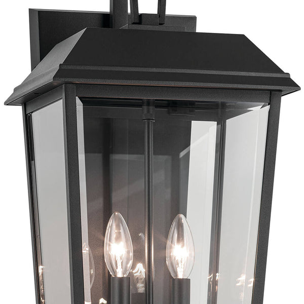 Caldwell 11" Two Lights Outdoor Wall Light, Clear Glass / Textured Black
