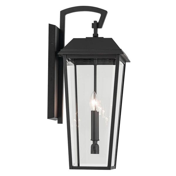 Caldwell 11" Two Lights Outdoor Wall Light, Clear Glass / Textured Black