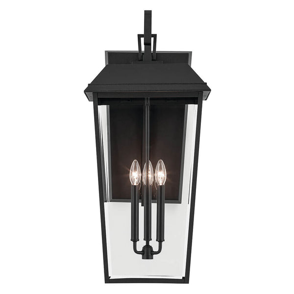 Caldwell 13" Three Lights Outdoor Wall Light, Clear Glass / Textured Black