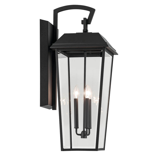 Caldwell 13" Three Lights Outdoor Wall Light, Clear Glass / Textured Black