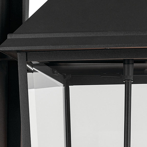 Caldwell 13" Three Lights Outdoor Wall Light, Clear Glass / Textured Black