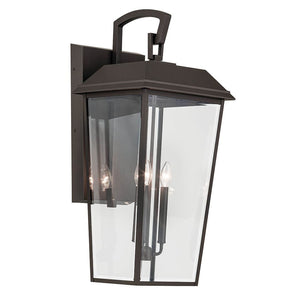 Caldwell 13" Three Lights Outdoor Wall Light, Clear Glass / Olde Bronze