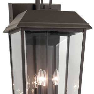 Caldwell 13" Three Lights Outdoor Wall Light, Clear Glass / Olde Bronze