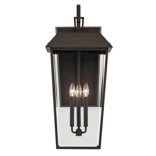 Caldwell 13" Three Lights Outdoor Wall Light, Clear Glass / Olde Bronze