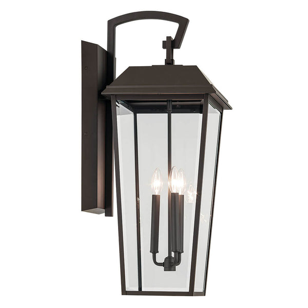 Caldwell 13" Three Lights Outdoor Wall Light, Clear Glass / Olde Bronze